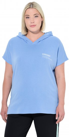 Ulla Popken Quick Drying Short Sleeve Hoodie Light Blue - Bluzy & bluzy z kapturem - 