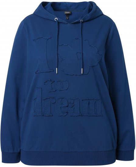 Ulla Popken Applique Lettering Hooded Sweatshirt Dark Blue - Bluzy & bluzy z kapturem - 