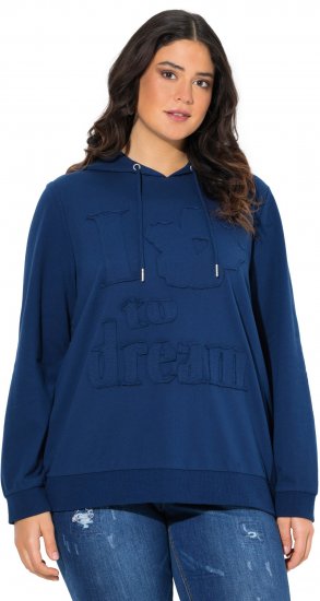 Ulla Popken Applique Lettering Hooded Sweatshirt Dark Blue - Bluzy & bluzy z kapturem - 