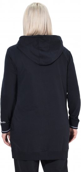 Ulla Popken Contrast Piping Zip-Up Hoodie Black - Bluzy & bluzy z kapturem - 