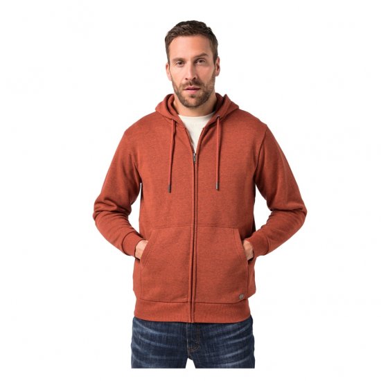 JP1880 Hoodie With Zipper Brick Brown - Bluzy & bluzy z kapturem - Bluzy & Bluzy z kapturem 2XL-12XL