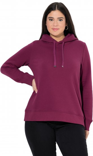 Ulla Popken Relaxed Fit Long Sleeve Hoodie Dark Berry - Bluzy & bluzy z kapturem - 