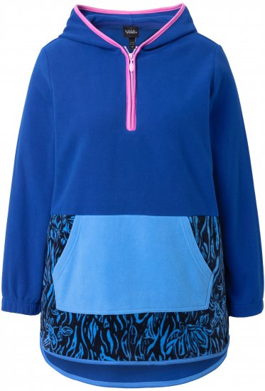 Ulla Popken Color Block Fleece Hoodie Denim Blue - Bluzy & bluzy z kapturem - 