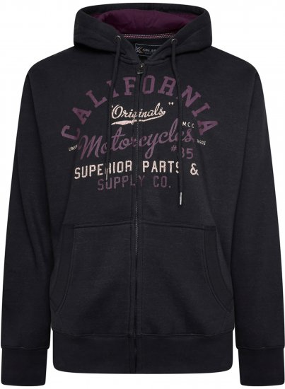 Kam Jeans 7085 California Zip Thru Hoodie Black - Bluzy & bluzy z kapturem - Bluzy & Bluzy z kapturem 2XL-12XL