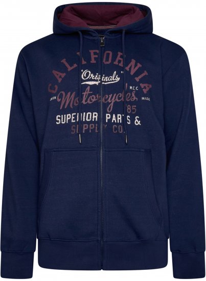 Kam Jeans 7085 Californai Zip Thru Hoodie Navy - Bluzy & bluzy z kapturem - Bluzy & Bluzy z kapturem 2XL-12XL
