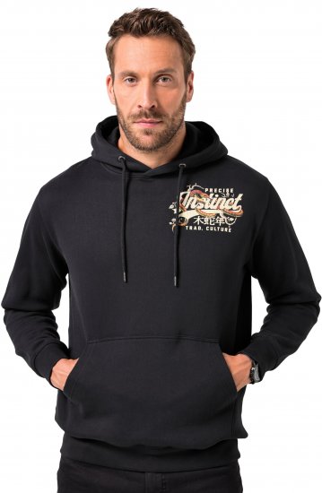 JP1880 Hoodie Breast Print Instinct Black - Bluzy & bluzy z kapturem - Bluzy & Bluzy z kapturem 2XL-12XL