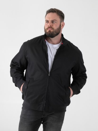 D555 Kent Elastic Rib Hem & Cuffs Harrington Jacket Black - Kurtki Męskie Duże Rozmiary - Kurtki Duże rozmiary 2XL-8XL