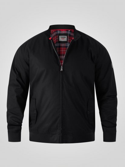 D555 Kent Elastic Rib Hem & Cuffs Harrington Jacket Black - Kurtki Męskie Duże Rozmiary - Kurtki Duże rozmiary 2XL-8XL