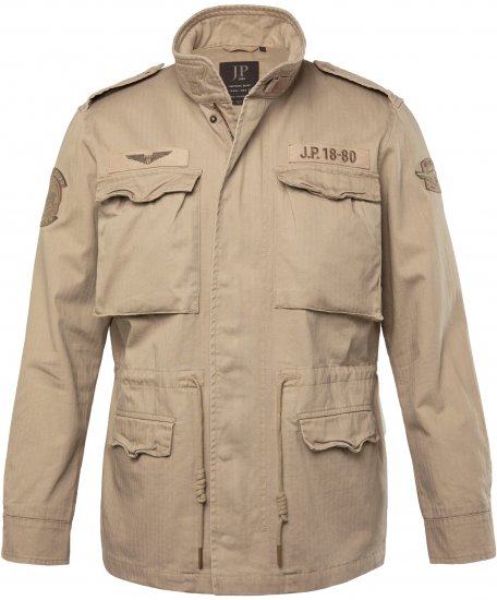 JP1880 Field Jacket with Badges Vintage Look Dark Beige - Kurtki Męskie Duże Rozmiary - Kurtki Duże rozmiary 2XL-8XL