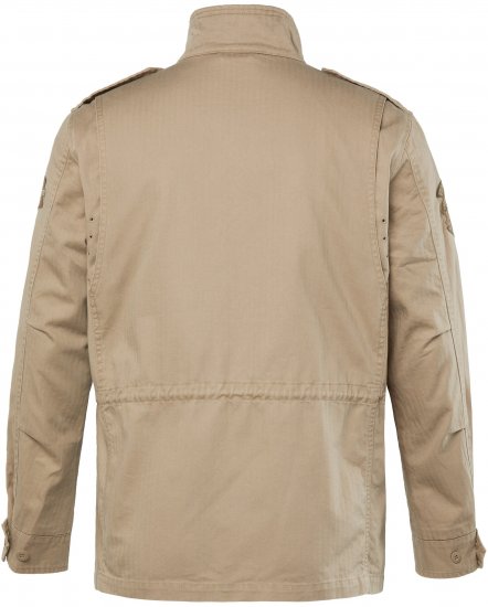 JP1880 Field Jacket with Badges Vintage Look Dark Beige - Kurtki Męskie Duże Rozmiary - Kurtki Duże rozmiary 2XL-8XL