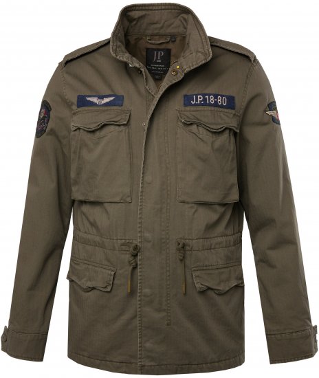 JP1880 Field Jacket with Badges Vintage Look TALL Moss Green - TALL kurtki - 