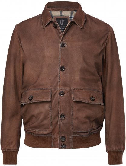 JP1880 Finest Goat Suede Leather Blouson Tobacco Brown - Kurtki Męskie Duże Rozmiary - Kurtki Duże rozmiary 2XL-8XL