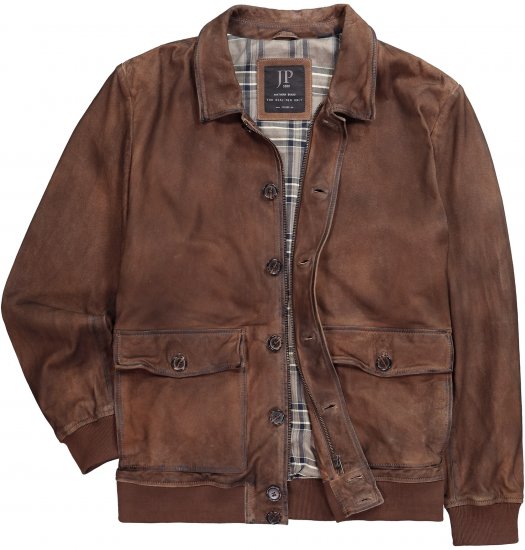 JP1880 Finest Goat Suede Leather Blouson Tobacco Brown - Kurtki Męskie Duże Rozmiary - Kurtki Duże rozmiary 2XL-8XL