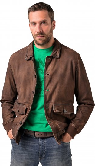 JP1880 Finest Goat Suede Leather Blouson Tobacco Brown - Kurtki Męskie Duże Rozmiary - Kurtki Duże rozmiary 2XL-8XL