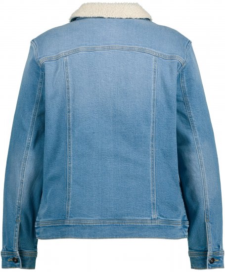 Ulla Popken Teddy Fleece Lined Denim Jacket Blue Denim - Kurtki - 