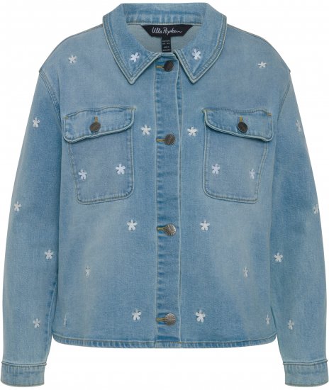 Ulla Popken Embroidered Denim Jacket Light Blue - Kurtki - 