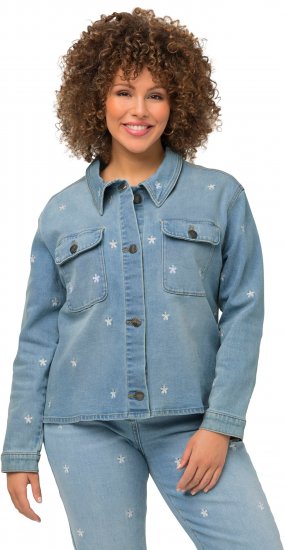 Ulla Popken Embroidered Denim Jacket Light Blue - Kurtki - 