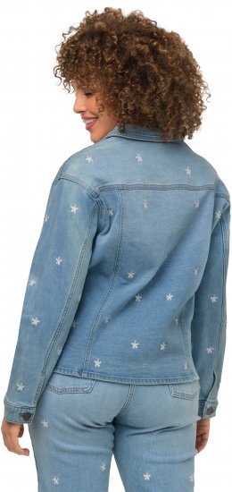 Ulla Popken Embroidered Denim Jacket Light Blue - Kurtki - 