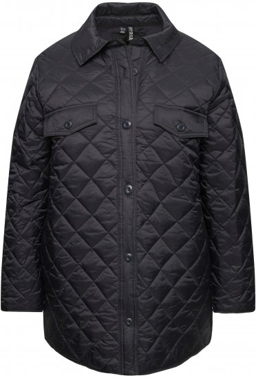 Ulla Popken Quilted Water Repellent Shirt Jacket Black - Kurtki - 