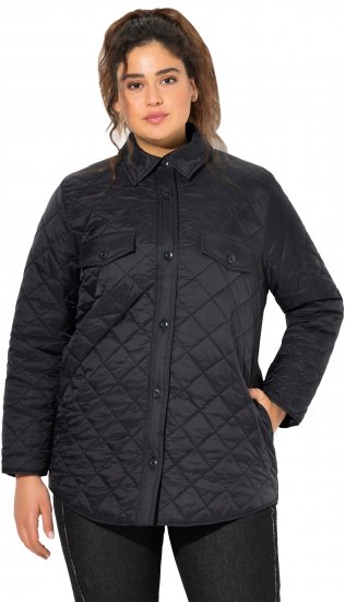 Ulla Popken Quilted Water Repellent Shirt Jacket Black - Kurtki - 