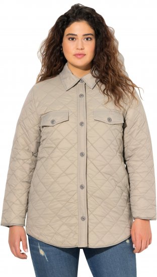 Ulla Popken Quilted Water Repellent Shirt Jacket Medium Grey - Kurtki - 