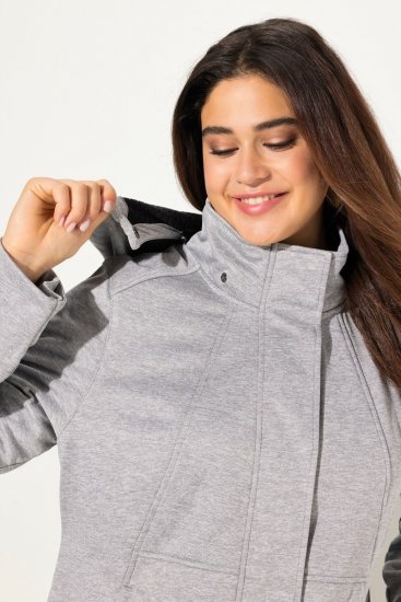 Ulla Popken HYPRAR Melange Softshell Jacket Grey Melange - Kurtki - Kurtki dla kobiet w dużych rozmiarach