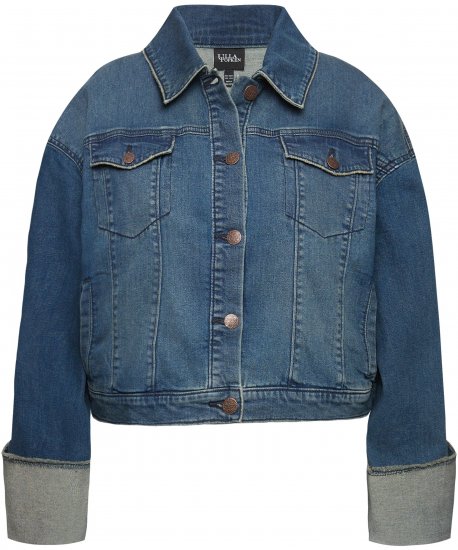Ulla Popken Wide Cuff Denim Jacket Blue Denim - Kurtki - 