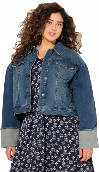 Ulla Popken Wide Cuff Denim Jacket Blue Denim - Kurtki - 
