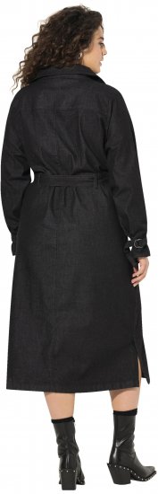 Ulla Popken Denim Acid Wash Trench Coat Black - Kurtki - 