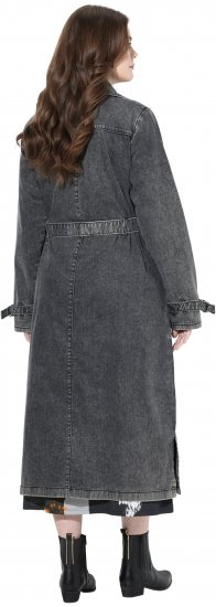 Ulla Popken Denim Acid Wash Trench Coat Grey Denim - Kurtki - 