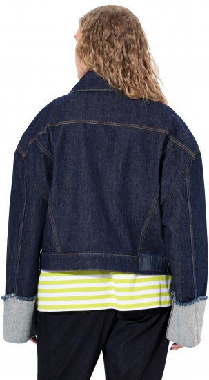 Ulla Popken Stretch Fit Cropped Denim Jacket Rinsed Wash - Kurtki - 