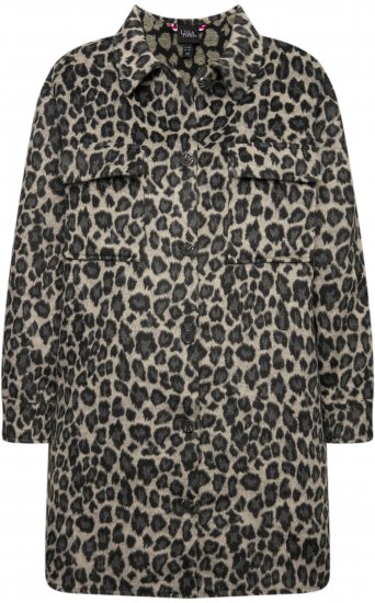 Ulla Popken Leopard Print Shirt Jacket Black - Kurtki - 
