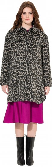 Ulla Popken Leopard Print Shirt Jacket Black - Kurtki - 