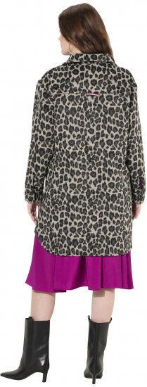 Ulla Popken Leopard Print Shirt Jacket Black - Kurtki - 