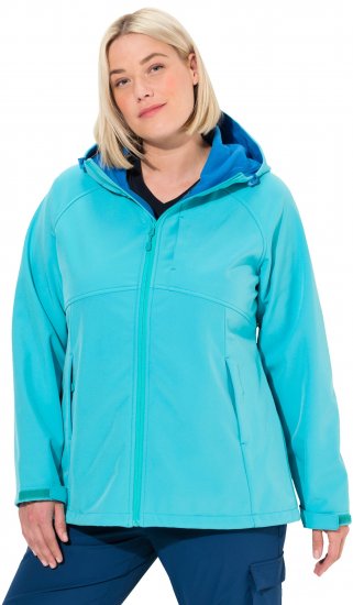 Ulla Popken Softshell Contrast Color Jacket Turquoise - Kurtki - 