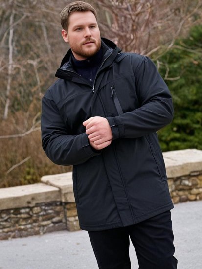 Espionage JT121 Padded Waterproof Coat Black - Kurtki Męskie Duże Rozmiary - Kurtki Duże rozmiary 2XL-8XL