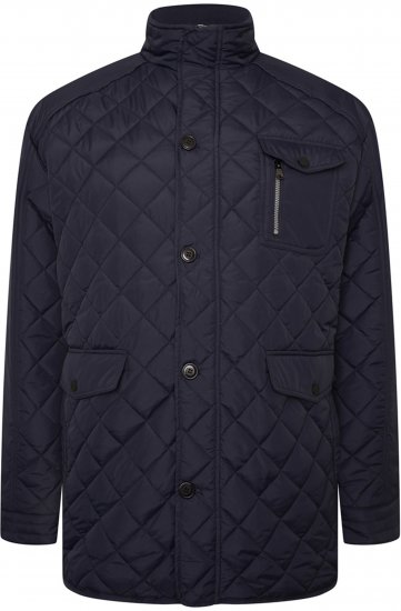 Kam Jeans KV139 Heritage Quilted Parka Jacket Navy - Kurtki Męskie Duże Rozmiary - Kurtki Duże rozmiary 2XL-8XL