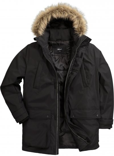 Men Plus Parka With Fur Hood Black - Kurtki Męskie Duże Rozmiary - Kurtki Duże rozmiary 2XL-8XL