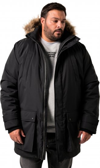 Men Plus Parka With Fur Hood Black - Kurtki Męskie Duże Rozmiary - Kurtki Duże rozmiary 2XL-8XL