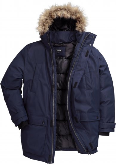 Men Plus Parka With Fur Hood Navy - Kurtki Męskie Duże Rozmiary - Kurtki Duże rozmiary 2XL-8XL