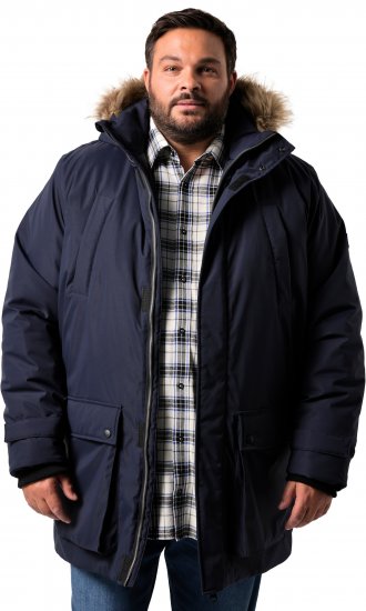 Men Plus Parka With Fur Hood Navy - Kurtki Męskie Duże Rozmiary - Kurtki Duże rozmiary 2XL-8XL