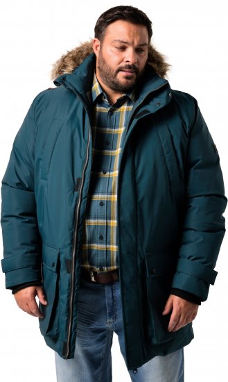 Men Plus Parka With Fur Hood Dark Green - Kurtki Męskie Duże Rozmiary - Kurtki Duże rozmiary 2XL-8XL