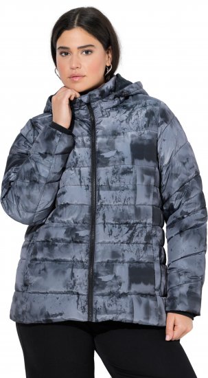 Ulla Popken HYPRAR Quilted Abstract Print Jacket Black - Kurtki - 