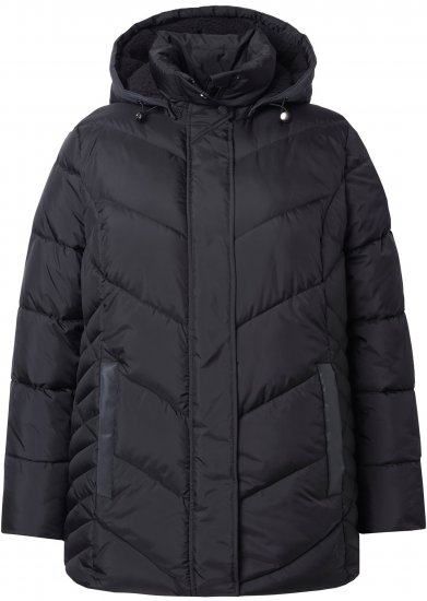 Ulla Popken HYPRAR Reflective Detail Quilted Jacket Black - Kurtki - 