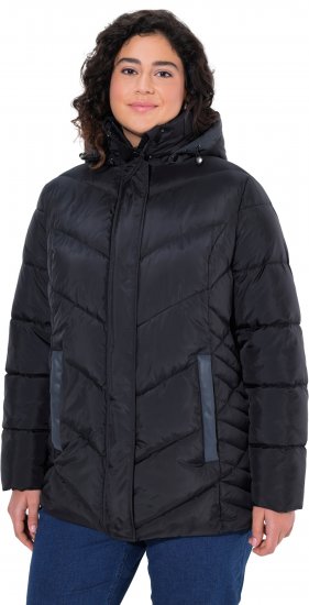 Ulla Popken HYPRAR Reflective Detail Quilted Jacket Black - Kurtki - 