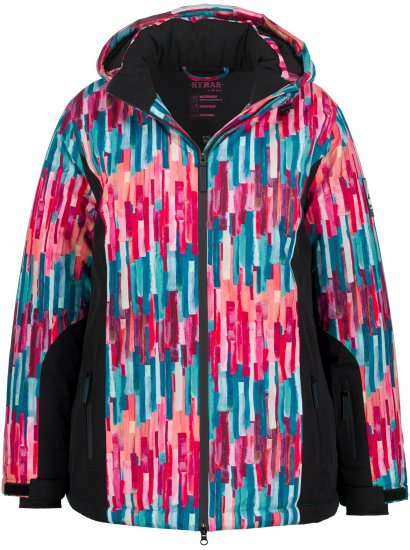 Ulla Popken HYPRAR Graphic Stripe Fully Lined Ski Jacket Teal - Kurtki - 
