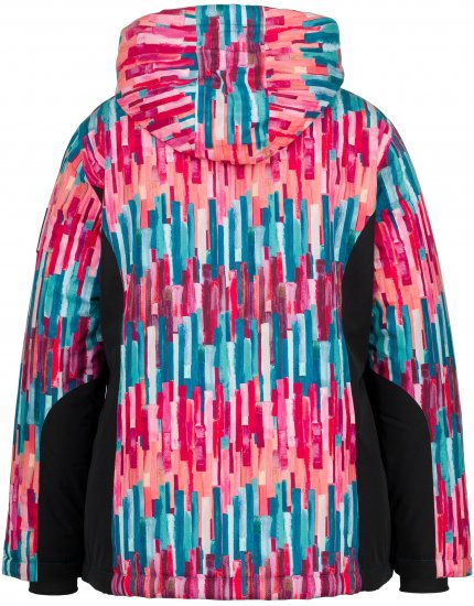 Ulla Popken HYPRAR Graphic Stripe Fully Lined Ski Jacket Teal - Kurtki - 