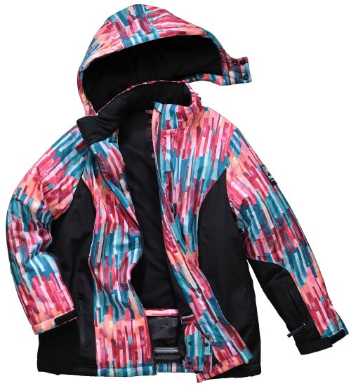 Ulla Popken HYPRAR Graphic Stripe Fully Lined Ski Jacket Teal - Kurtki - 