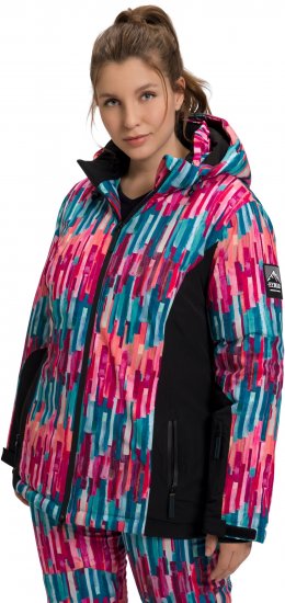 Ulla Popken HYPRAR Graphic Stripe Fully Lined Ski Jacket Teal - Kurtki - 