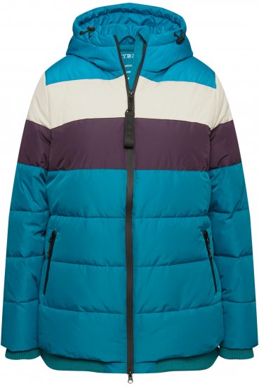 Ulla Popken HYPRAR Striped Triple Function Fully Lined Quilted Jacket Dark Petrol - Kurtki - 